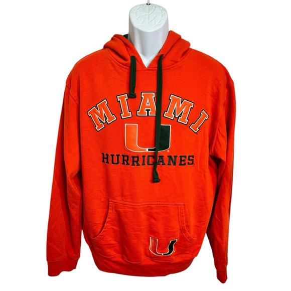 Vintage Miami Hurricanes Hoodie Mens L Orange Pullover J America Y2K Sweatshirt - Picture 4 of 7